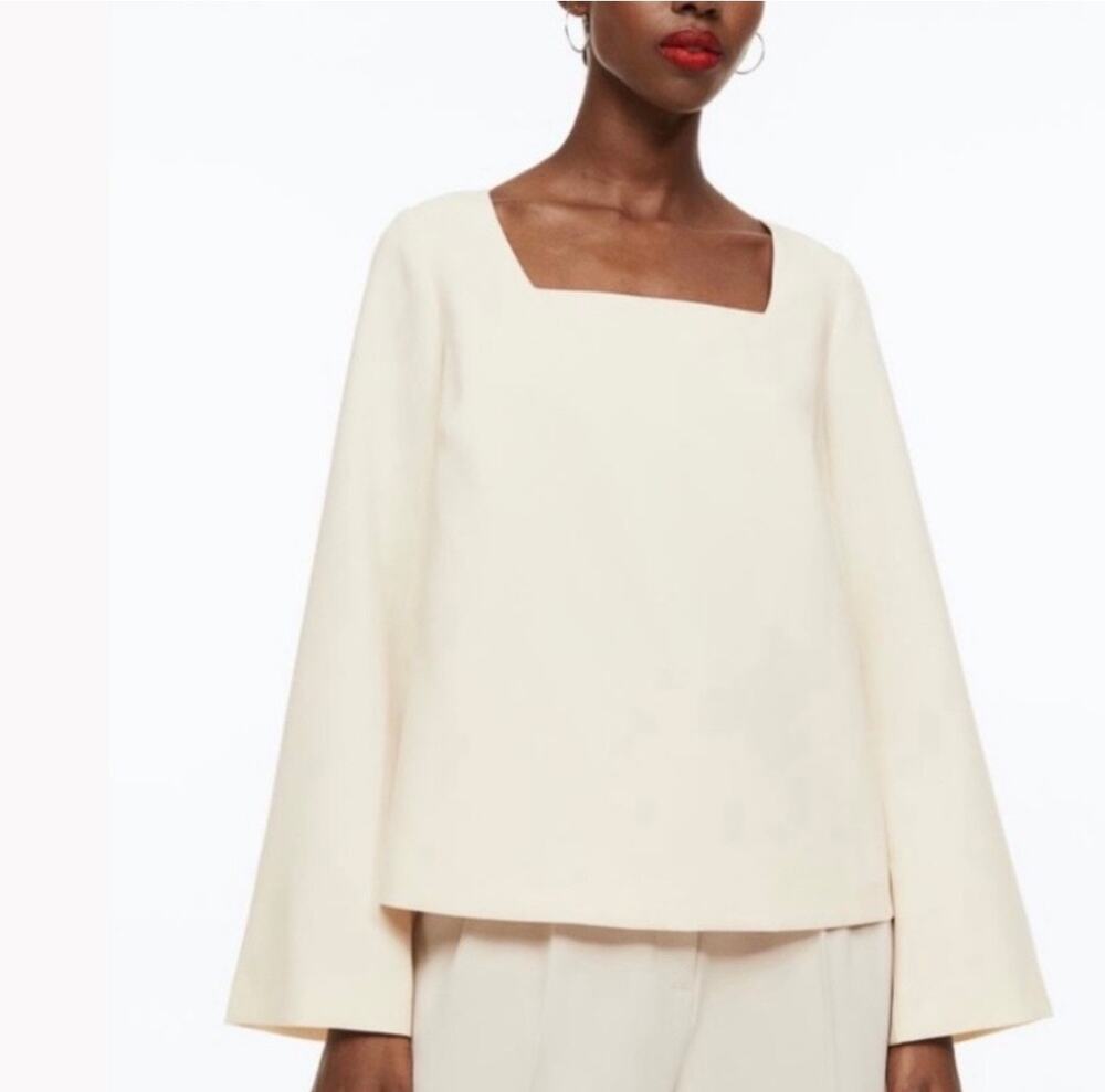 H&M Cream Square Neck Blouse Size Large